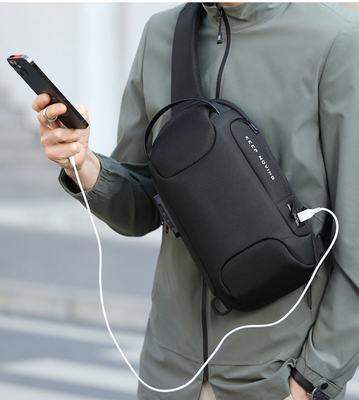 Anti croix de vol - sac croisé de coffre d'hommes d'USB de sac de bride d'épaule de sac de bride de corps