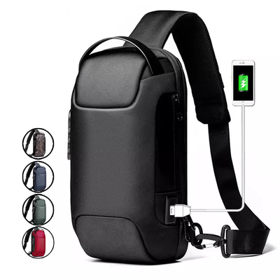 Anti croix de vol - sac croisé de coffre d'hommes d'USB de sac de bride d'épaule de sac de bride de corps