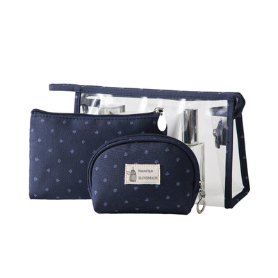sacs cosmétiques d'article de toilette des dames 3Pcs de sacs d'espace libre transparent du polyester 300D pour le voyage