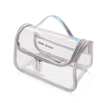 Forme physique en plastique claire femelle de sac de maquillage de maquillage de TPU de groupe transparent de poche