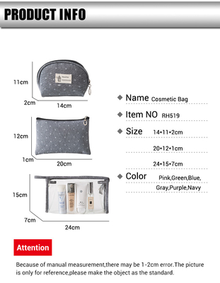 sacs cosmétiques d'article de toilette des dames 3Pcs de sacs d'espace libre transparent du polyester 300D pour le voyage