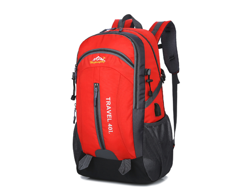 40L sac à dos campant imperméable orange de voyage du sac à dos 55cm avec le trou de charge d'USB