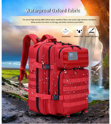 Sac à dos militaire extérieur tactique du sac à dos 45L d'ordinateur portable de voyage de polyester rouge