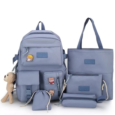 Le sac d'école de filles a placé la toile ODM de sac de crayon de bride d'ensemble de sac à dos de 5 morceaux