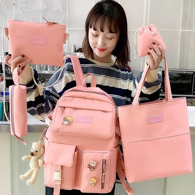 Le sac d'école de filles a placé la toile ODM de sac de crayon de bride d'ensemble de sac à dos de 5 morceaux
