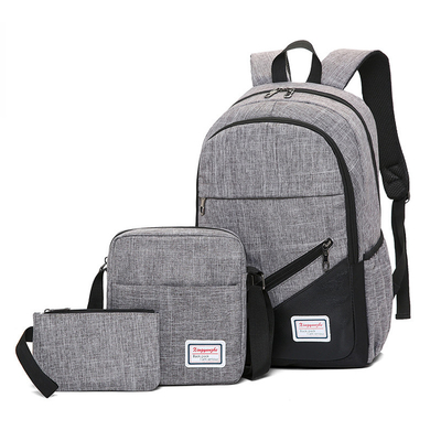 Le sac à dos gris d'ordinateur de BSCI place des affaires d'ensemble de sac à dos de l'étudiant 3pc