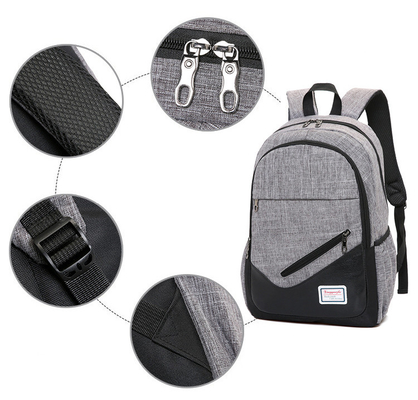 Le sac à dos gris d'ordinateur de BSCI place des affaires d'ensemble de sac à dos de l'étudiant 3pc