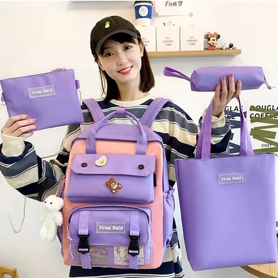 Étudiant Canvas 4 dans 1 sac d'école d'ensembles de sac à dos réglé pour des garçons de filles