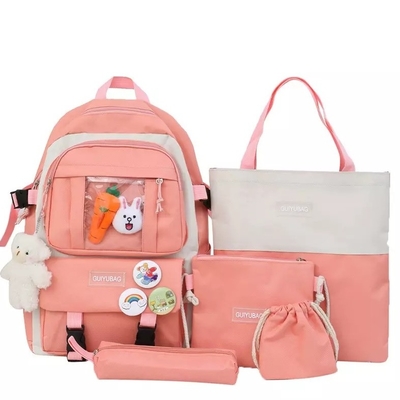Le sac à dos d'école de rose de 1,41 pouces place l'ensemble de sac à dos des garçons 5pc de filles