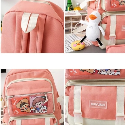 Le sac d'école de 1,35 filles de pouce d'OEM a fixé la grande capacité 5 dans 1 sac de crayon de bride de sac à dos