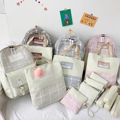 Les femmes voyagent sac à dos place la toile vigoureuse d'années de l'adolescence de sac à dos de l'ordinateur portable 4pc