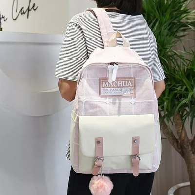 Les femmes voyagent sac à dos place la toile vigoureuse d'années de l'adolescence de sac à dos de l'ordinateur portable 4pc