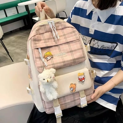 grille de School Backpack Sets d'étudiant de 42cm la belle imprimant 5 morceaux se baladent