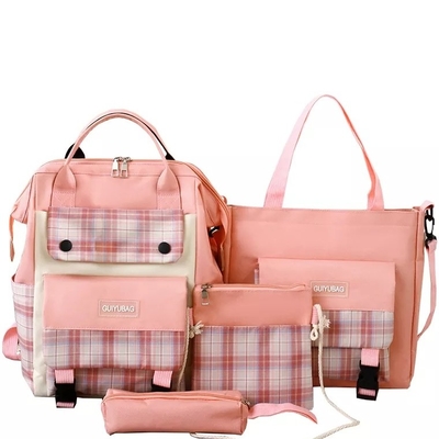 Les filles de toile instruisent l'université d'ensemble de sac le cartable mignon qu'imperméable place le portefeuille