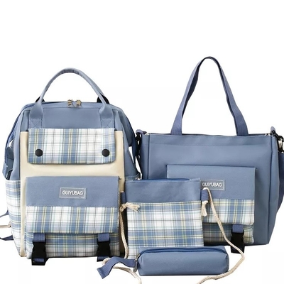 Les filles de toile instruisent l'université d'ensemble de sac le cartable mignon qu'imperméable place le portefeuille