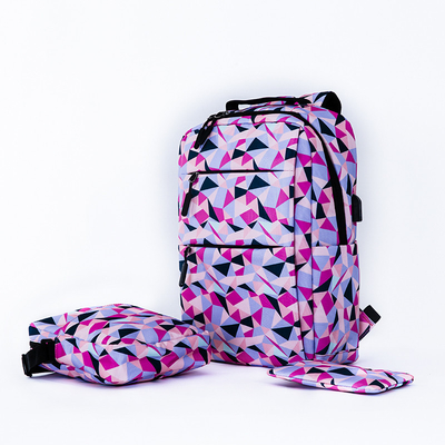 Le sac à dos en nylon d'ordinateur portable de dames a placé le sac d'école imperméable de 3 morceaux