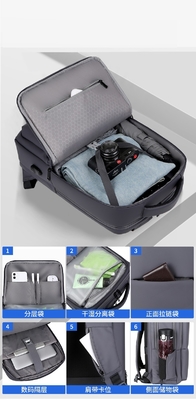 Sac à dos imperméable occasionnel d'ordinateur portable de vol du polyester 0.44m de sac d'ordinateur portable d'ODM anti