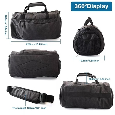 Anti sac de gymnase de sac de voyage de vol de polyester avec le compartiment humide de chaussure de poche