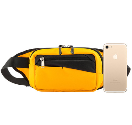Polyester courant imperméable de paquet de taille de taille de poche extérieure économique jaune de sac
