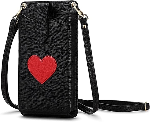 Petite croix de téléphone portable - support matériel en cuir de téléphone portable de synthétique de portefeuille de corps