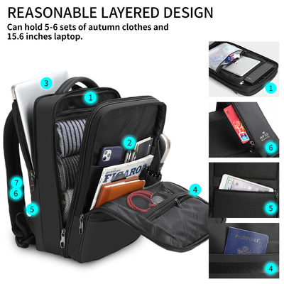 Sac de serviette de bureau de mode pour le noir grand ouvert de l'ordinateur portable RFID de voyage d'affaires des hommes