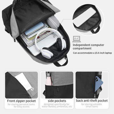 le sac à dos d'ordinateur portable de voyage de PVC du flocon de neige 300D imperméabilisent 15,6 pouces occasionnel léger